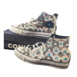 Converse Black and White High-Top Sneakers with Playful Pattern